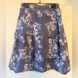 DOWNEAST 100% Cotton Floral A-Line Textured Skirt